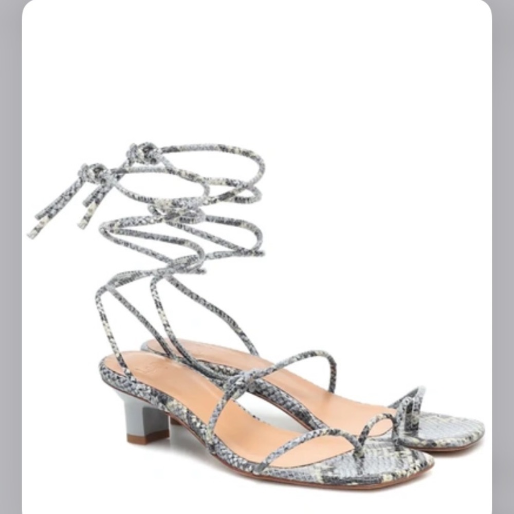 LoQ Roma lace up Sandals in Luna Snake size 37 kitten heel wrap leather open toe - Picture 8 of 10